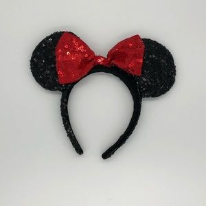 Sequined Minnie Mouse Bow and Ear Headband